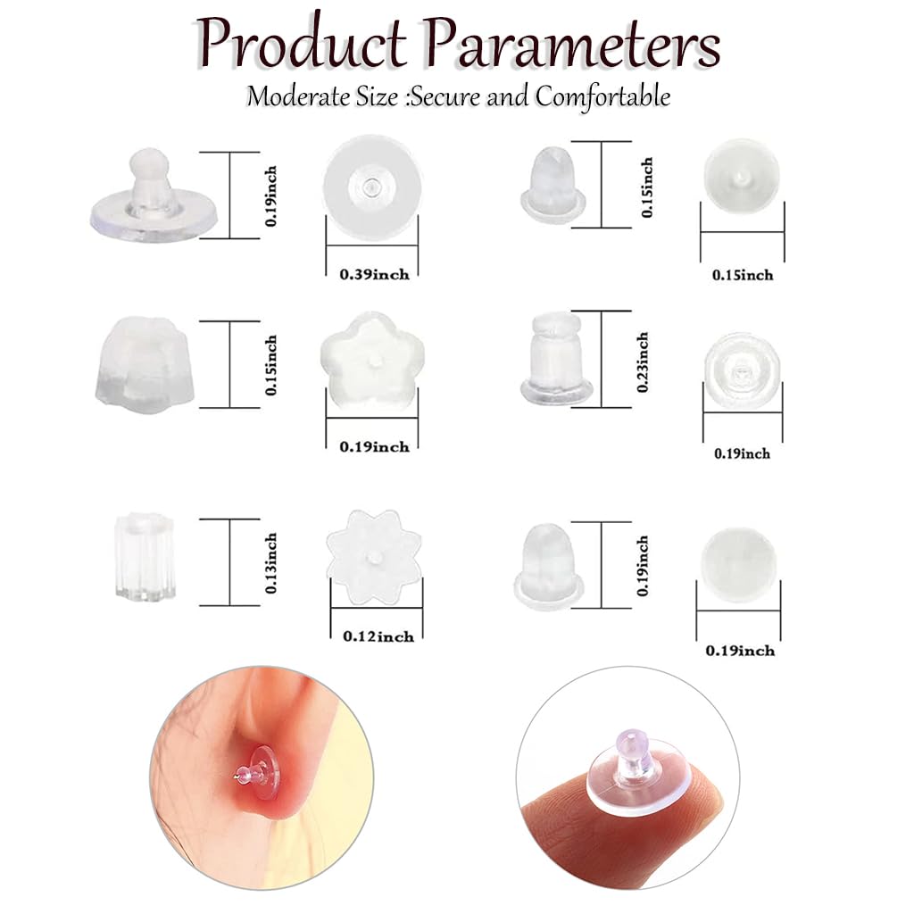 MAYCREATE 600Pcs Earring Backs for Ear Studs, 6 Styles Soft Clear Earring Clutch Stoppers, Hypoallergenic Locking Earring Accessories Replacement Kits for Hook Earrings MAYCREATE 600Pcs Earring Backs for Ear Studs, 6 Styles Soft Clear Earring Clutch Stoppers, Hypoallergenic Locking Earring Accessories Replacement Kits for Hook Earrings